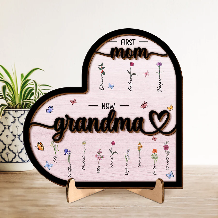 First Mom Now Grandma - Personalized Wooden Plaque