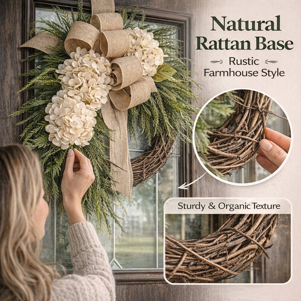 🌸Handcrafted Hydrangea Wreath – The Perfect All-Season Front Door Decor