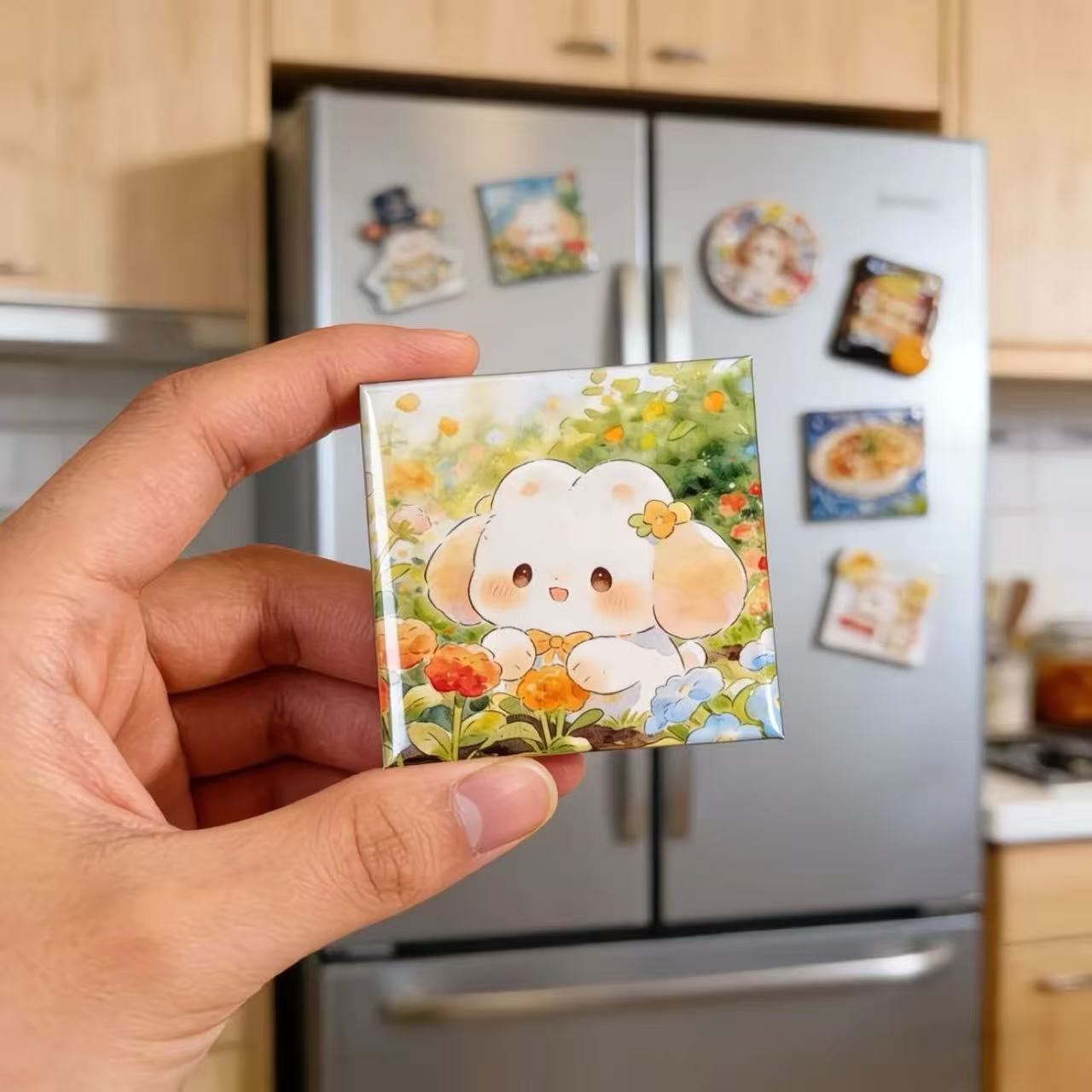 Customize with the image of the refrigerator magnet from the provided image