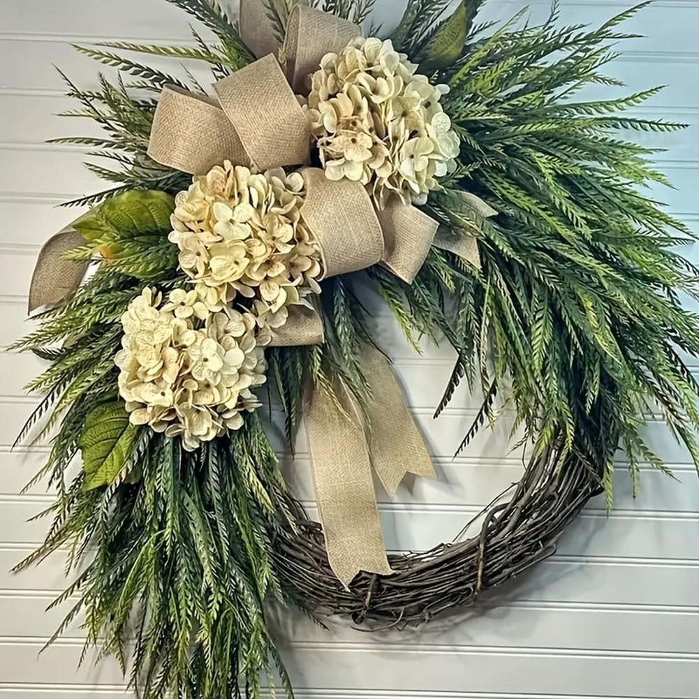 🌸Handcrafted Hydrangea Wreath – The Perfect All-Season Front Door Decor