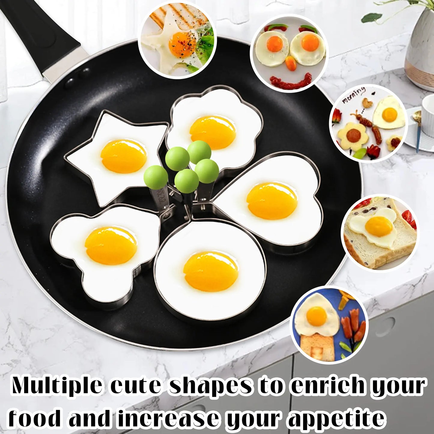 🍳 5-Piece Fun Shape Egg & Pancake Molds | Turn Boring Breakfasts into Kids' Favorites
