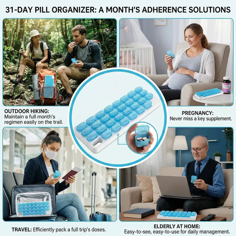 🗓️ 2026 Upgraded 31-Day Pill Organizer | Sort Once, Worry-Free All Month | Perfect for Travel & Daily Supplements