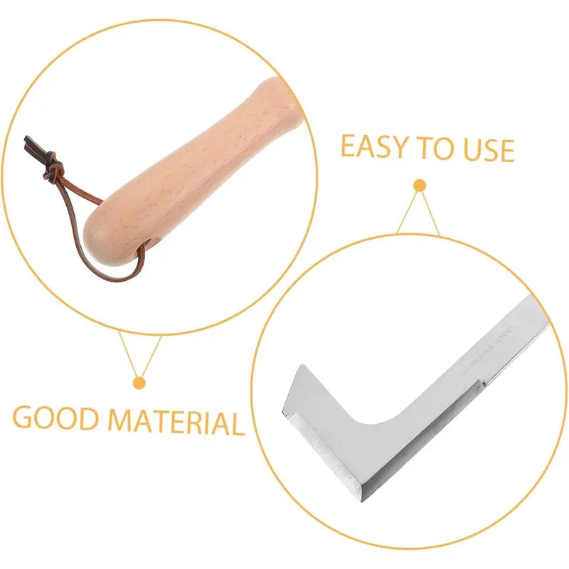 2026 Crack Weeder Tool 12" Stainless Steel Manual Grass Puller with Beech Wood Handle for Sidewalk Driveways Patio Paver Narrow