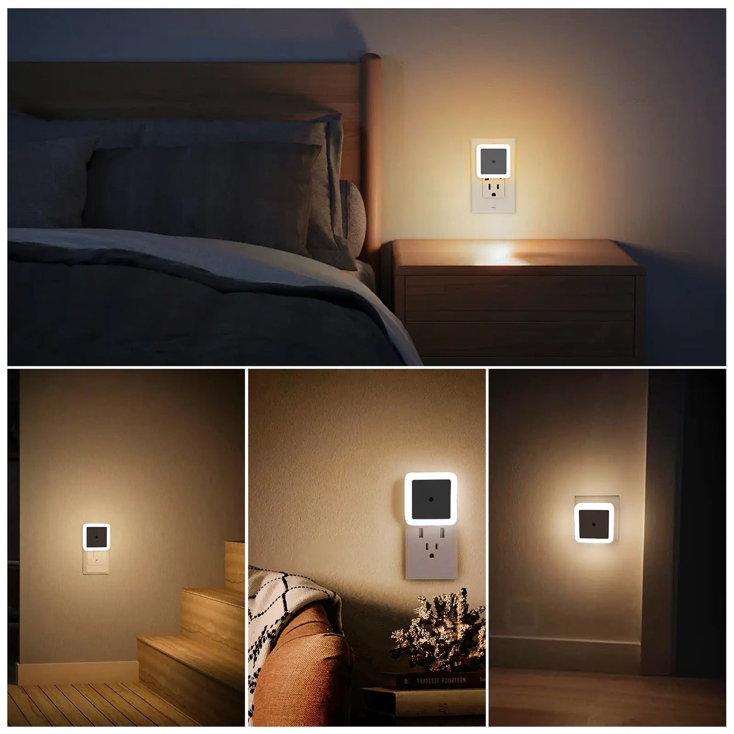 6-Pack Smart Sensor Night Lights – Warm White Plug-in LED for Nursery, Stairs & Hallways