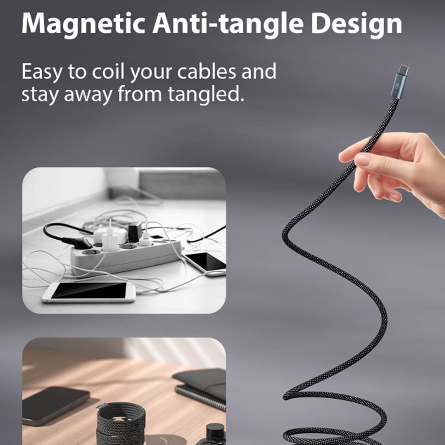 Magnetic retractable data cable