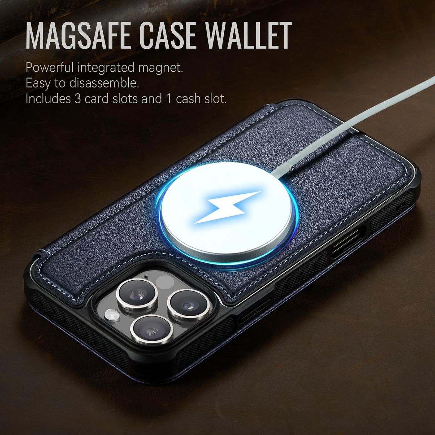 Premium Leather Wallet Folio Case for iPhone 16 Pro Max