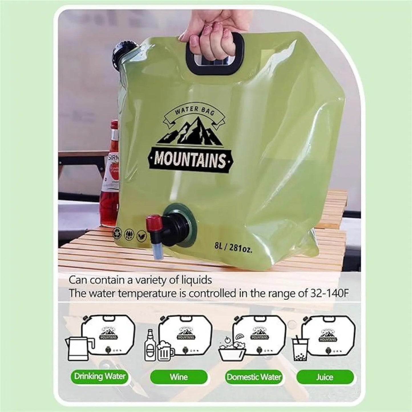 Heavy-Duty Collapsible Water Container with Spigot (2.1 Gallon / 8L) | BPA-Free Foldable Water Jug