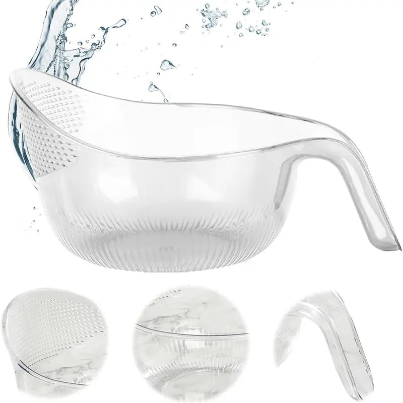✨ Crystal Clear Multifunctional Strainer Bowl | Wash Rice, Quinoa & Berries Effortlessly | Everyday Kitchen Essential