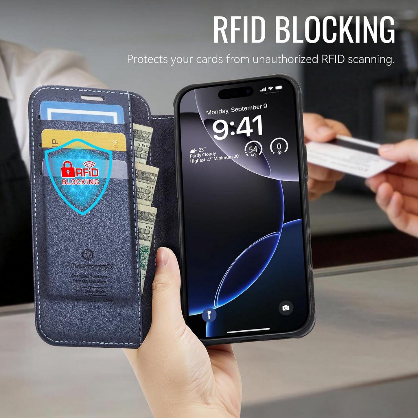 Premium Leather Wallet Folio Case for iPhone 16 Pro Max