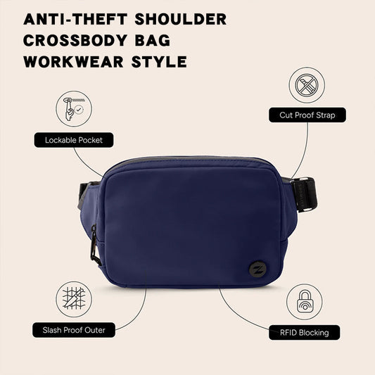 Anti-theft shoulder crossbody bag  workwear style