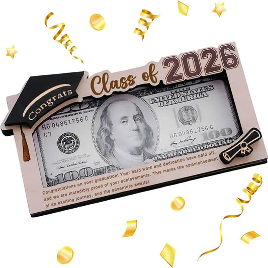 Class of 2026 Graduation Money Holder – Unique Wooden Cash Display & Gift Box