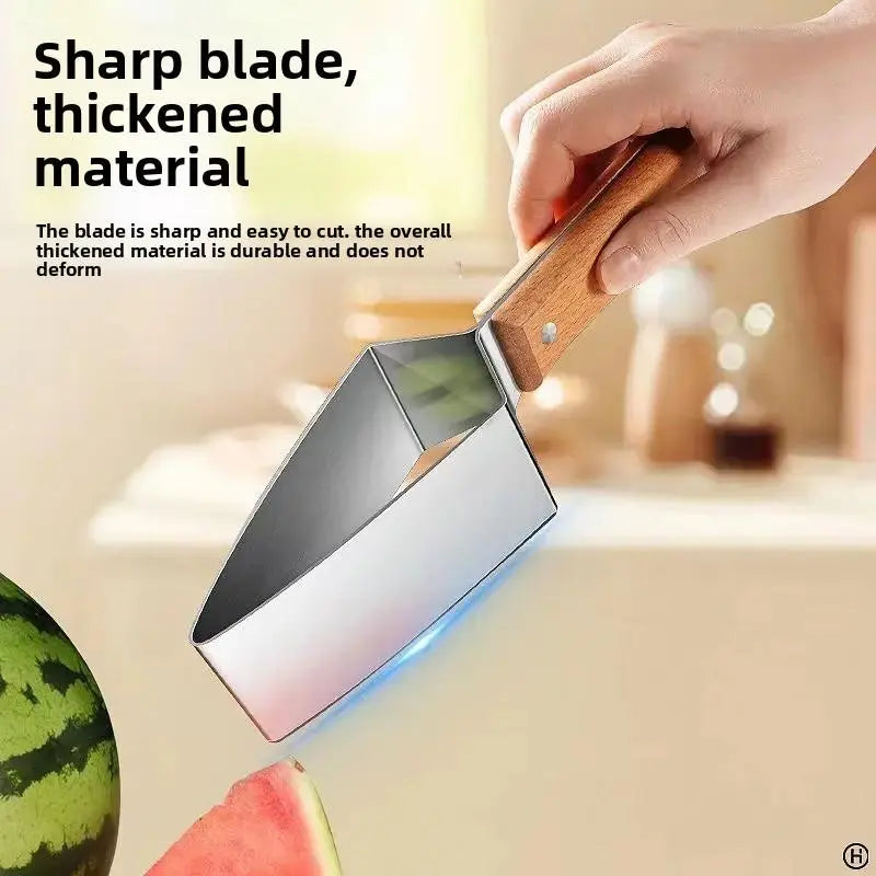 Effortless Watermelon Slicer & Server – No-Mess Stainless Steel Melon Cutter with Wooden Handle
