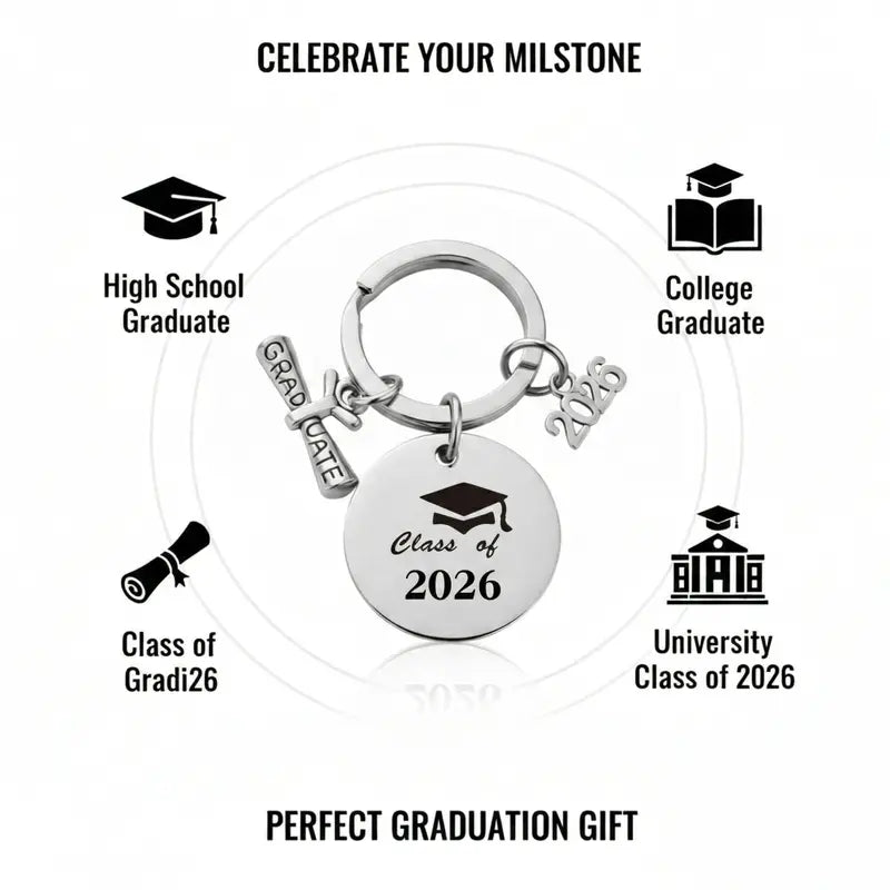 Class of 2026 Graduation Keychain Gift Set (Set of 3) - Perfect for Daughter, Son, Best Friends, High School & College Grads