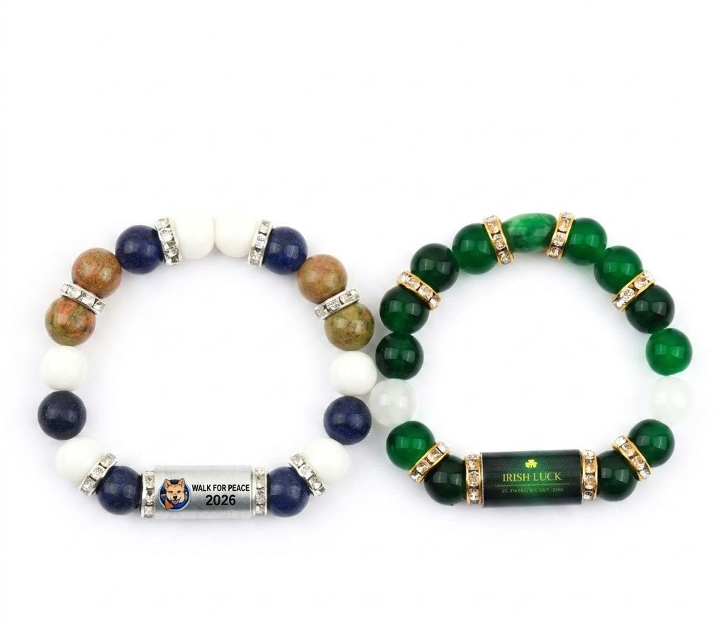 2026 Commemorative Natural Stone Beaded Bracelet | Walk for Peace & Irish Luck Editions