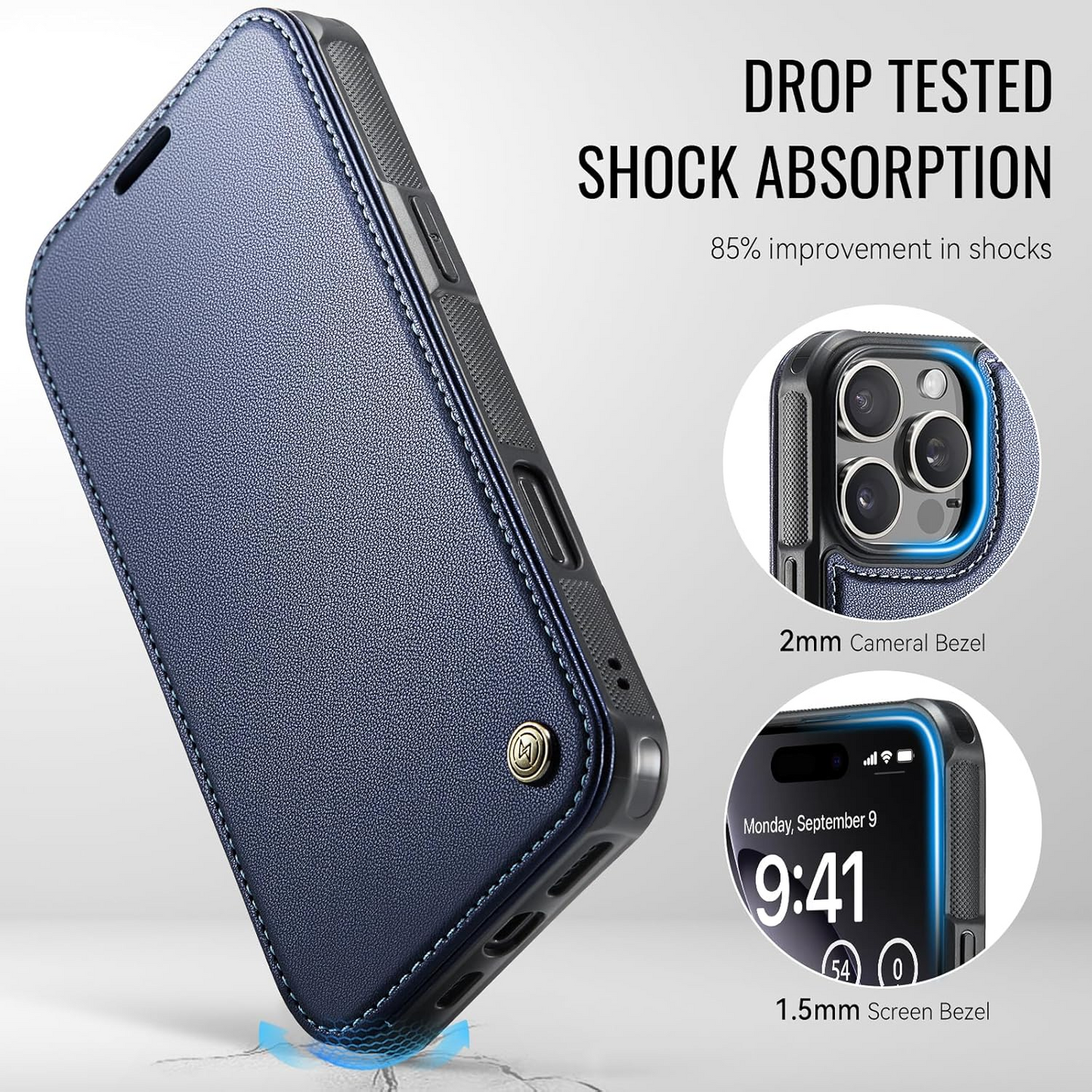 Premium Leather Wallet Folio Case for iPhone 16 Pro Max