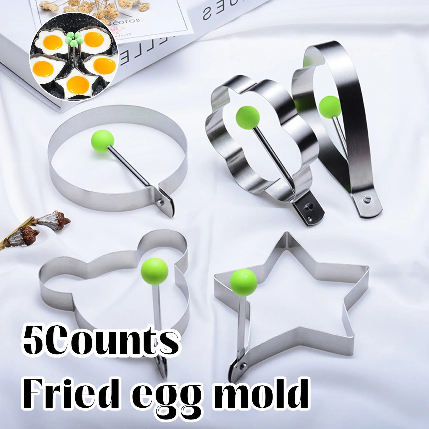 🍳 5-Piece Fun Shape Egg & Pancake Molds | Turn Boring Breakfasts into Kids' Favorites