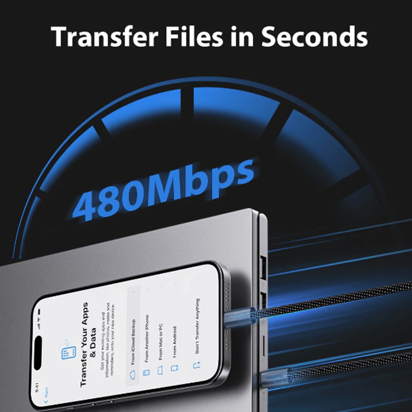 Magnetic retractable data cable