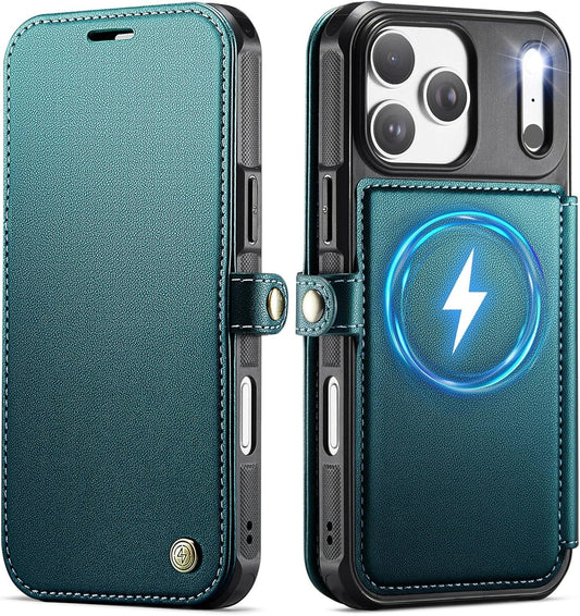 Premium Leather Wallet Folio Case for iPhone 16 Pro Max