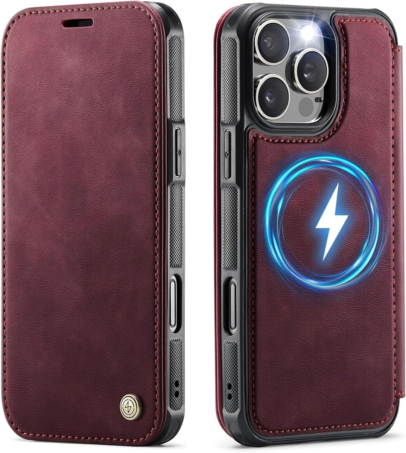 Premium Leather Wallet Folio Case for iPhone 16 Pro Max