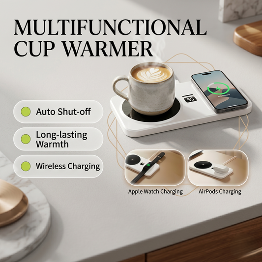 3-in-1 Multifunctional Mug Warmer & Fast Wireless Charging Pad