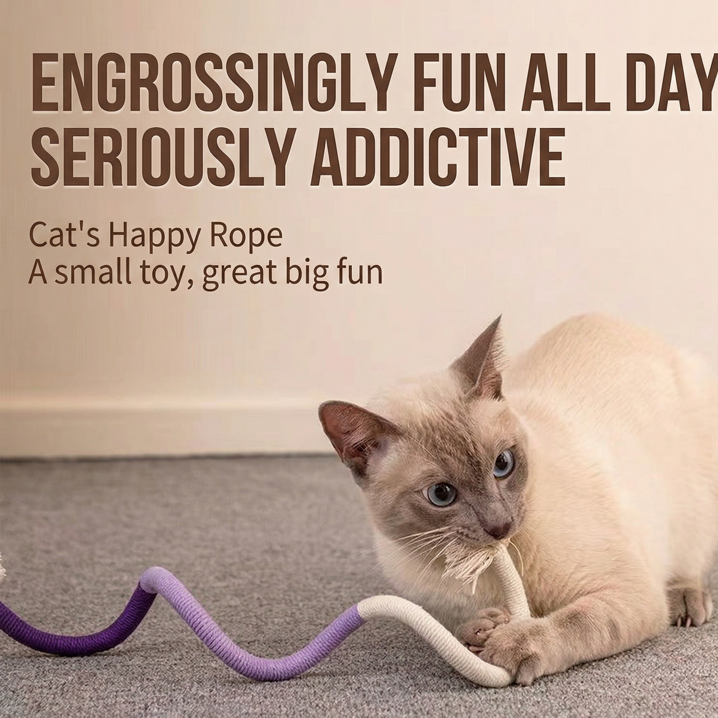 Cat Toys Chew Ropes 3Pcs, Safe Teeth Cleaning Toy for Indoor Kittens, Calming Interactive Kitty Toys