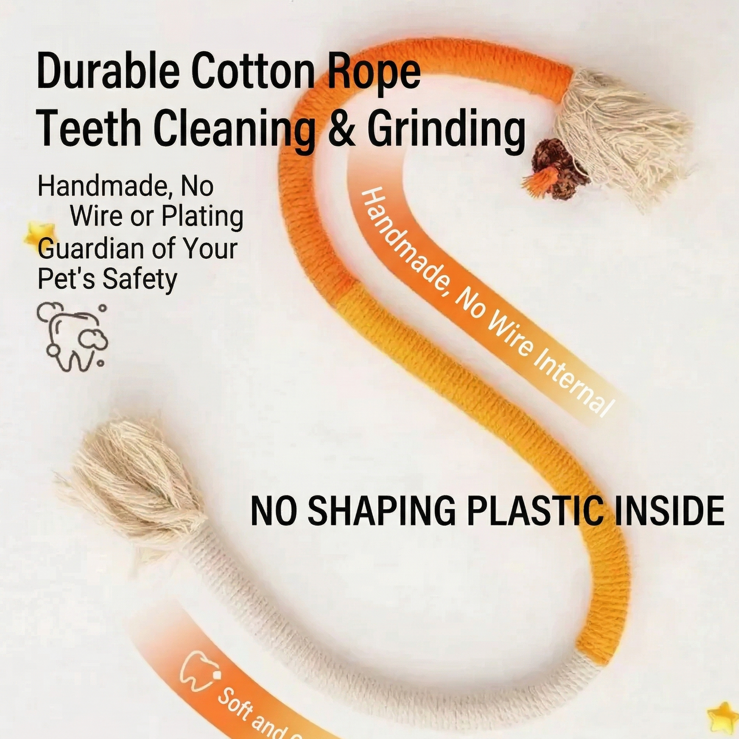Cat Toys Chew Ropes 3Pcs, Safe Teeth Cleaning Toy for Indoor Kittens, Calming Interactive Kitty Toys