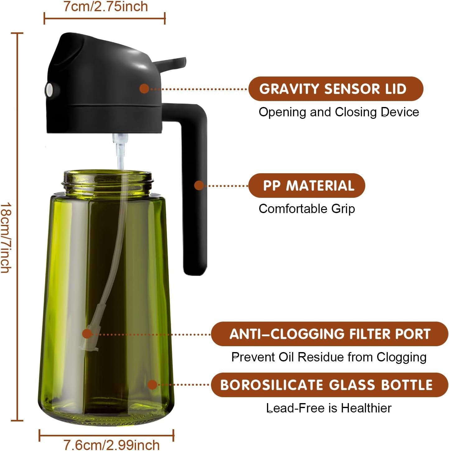 💕2 in 1 Glass Oil Sprayer & Dispenser