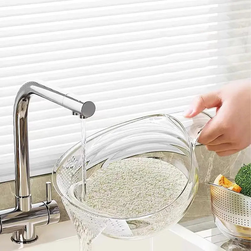 ✨ Crystal Clear Multifunctional Strainer Bowl | Wash Rice, Quinoa & Berries Effortlessly | Everyday Kitchen Essential