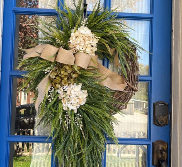 🌸Handcrafted Hydrangea Wreath – The Perfect All-Season Front Door Decor