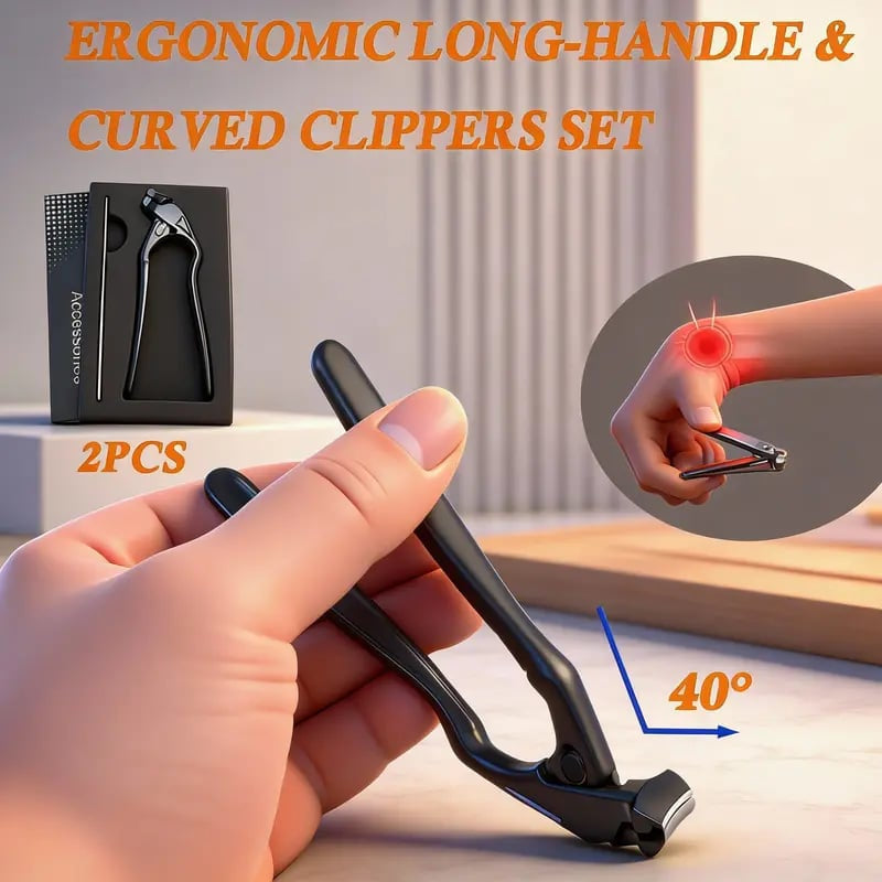 🏆35K+ SOLD! 🥳✂️ Black Curved Nail Clipper – Ergonomic & Easy for Seniors 🖤🎖️