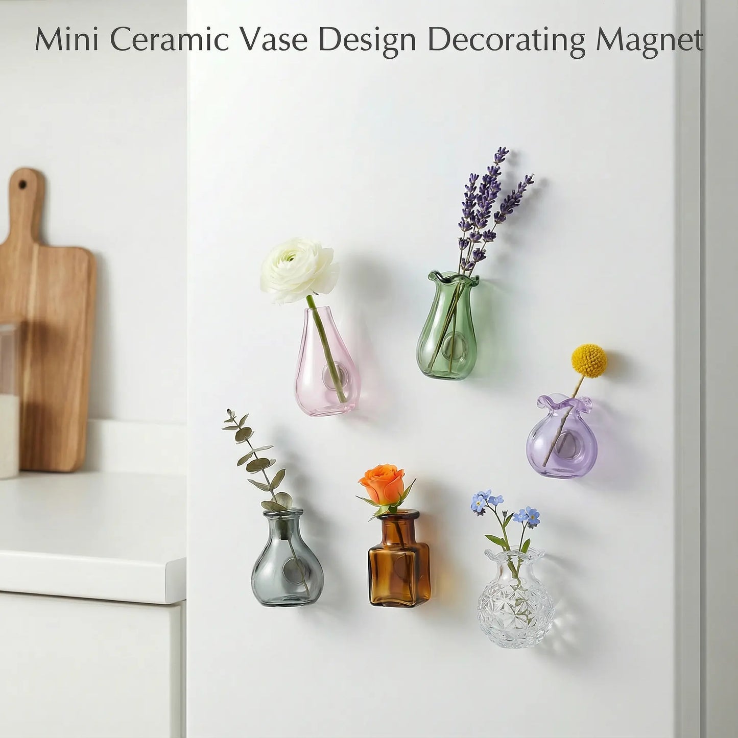 Mini Glass Vase Fridge Magnets Set – Magnetic Bud Vases for Real Flowers & Home Decor