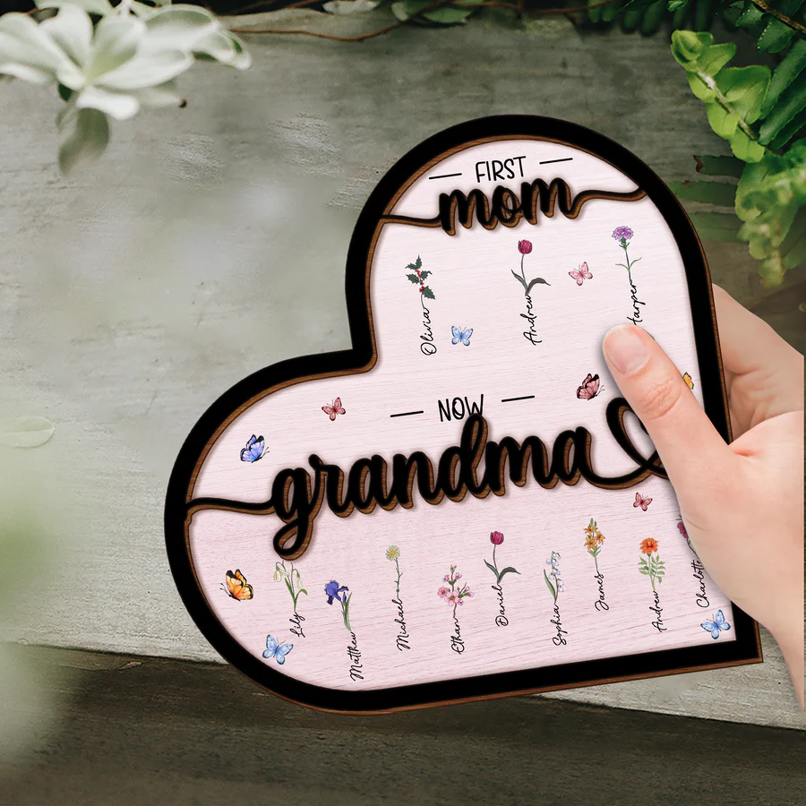 First Mom Now Grandma - Personalized Wooden Plaque