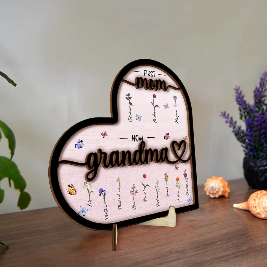 First Mom Now Grandma - Personalized Wooden Plaque