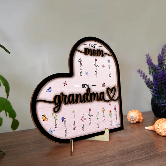 First Mom Now Grandma - Personalized Wooden Plaque
