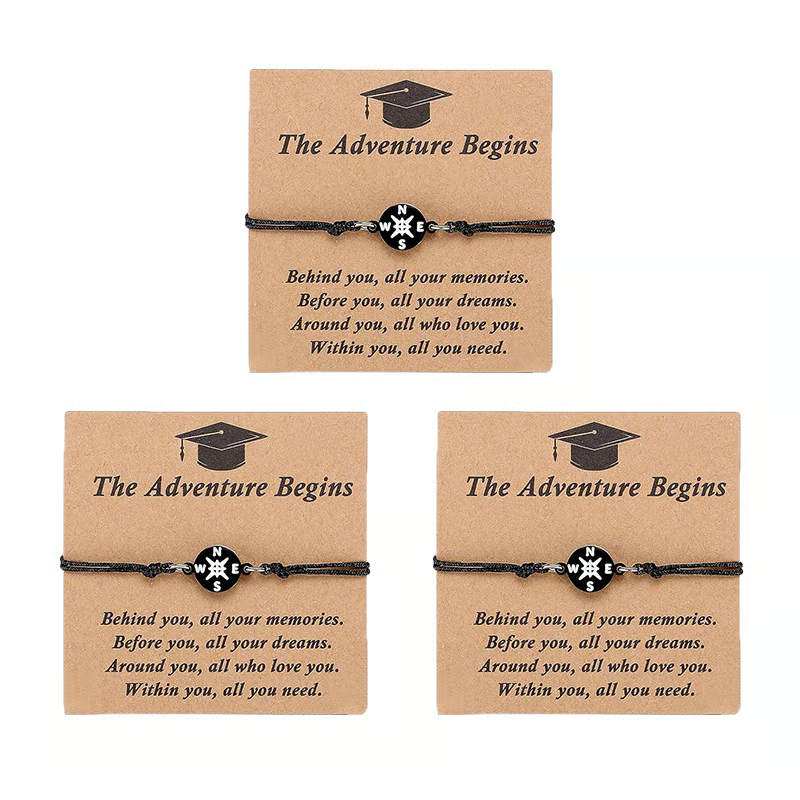 Graduation Compass Bracelet for Class of 2026 – Inspirational Gift for Her Him, High School College 8th Grade Graduate, Stainless Steel with Heartfelt Card & Graduation Cap Box