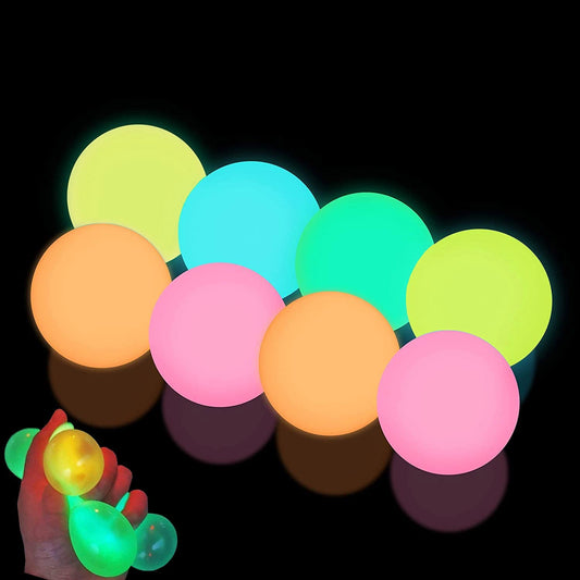 Glow-in-the-Dark Sticky Stress Balls - Luminous Ceiling Balls for Kids & Adults