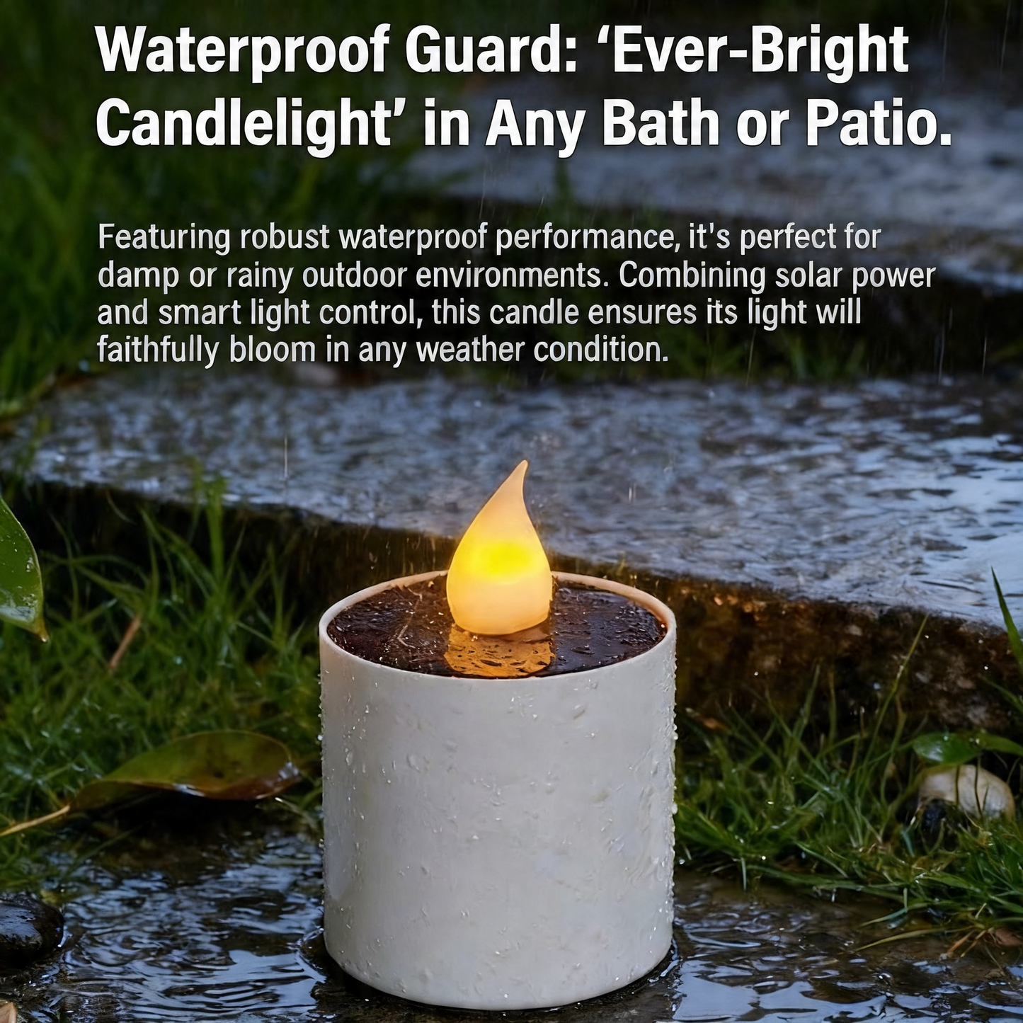 Solar powered simulation candle light, outdoor rainproof household night light！